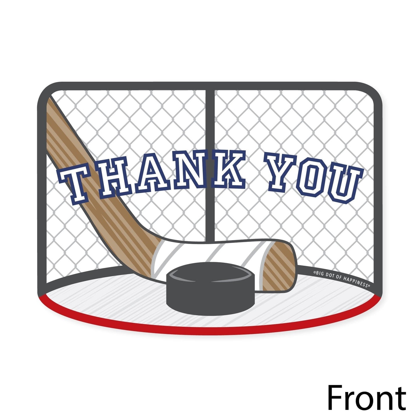 Shoots & Scores! - Hockey - Shaped Thank You Cards - Baby Shower or Birthday Party Thank You Note Cards with Envelopes - Set of 12