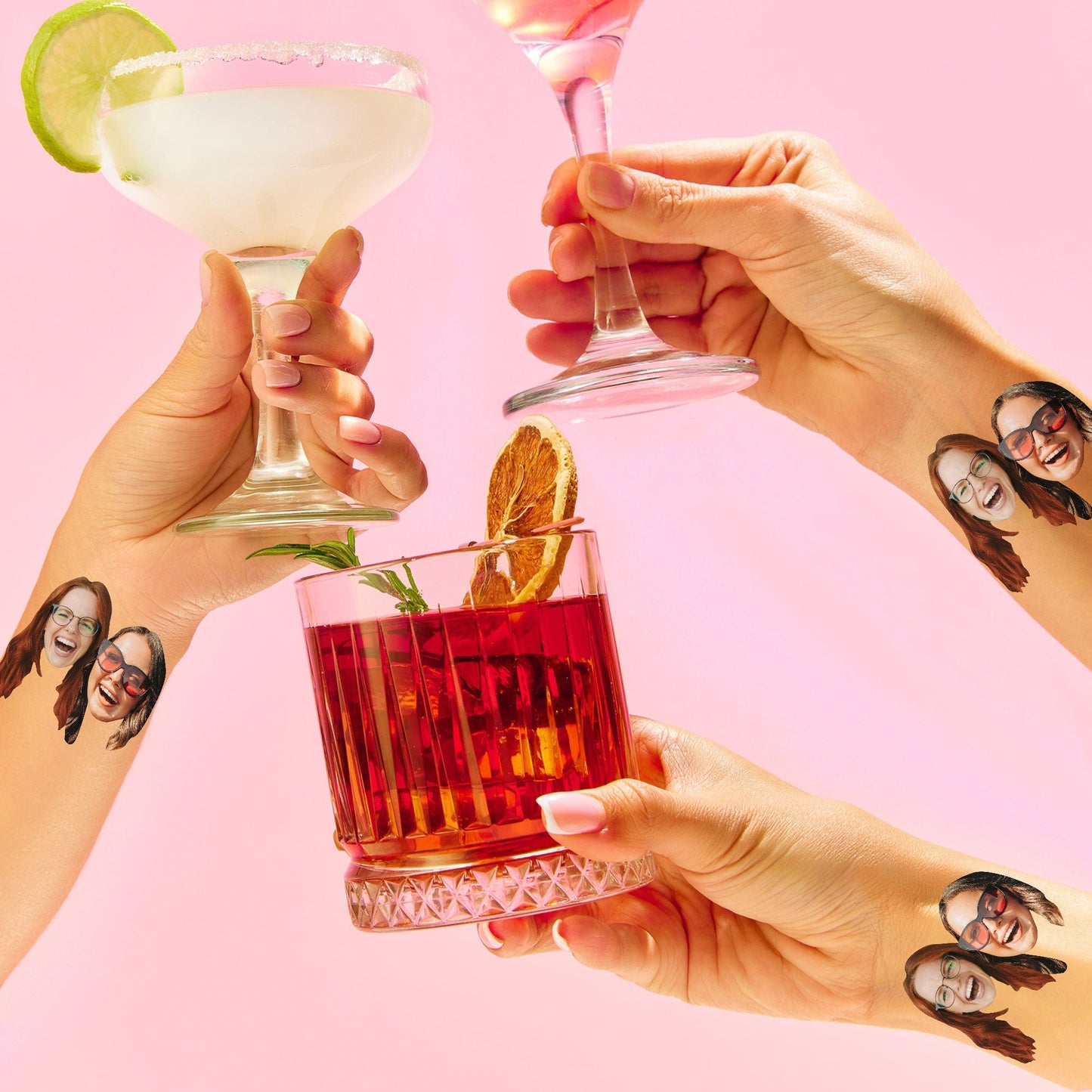 Custom Double Fun Face Temporary Tattoos - 12 Ct