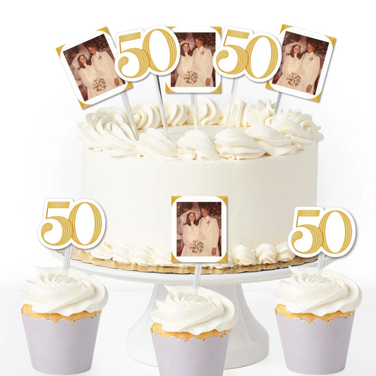 Custom Photo 50th Wedding Anniversary Treat Picks - 24 Ct