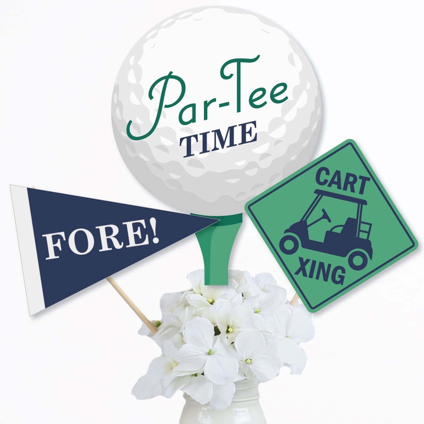 Par-Tee Time - Golf - Birthday or Retirement Party Centerpiece Sticks - Table Toppers - Set of 15