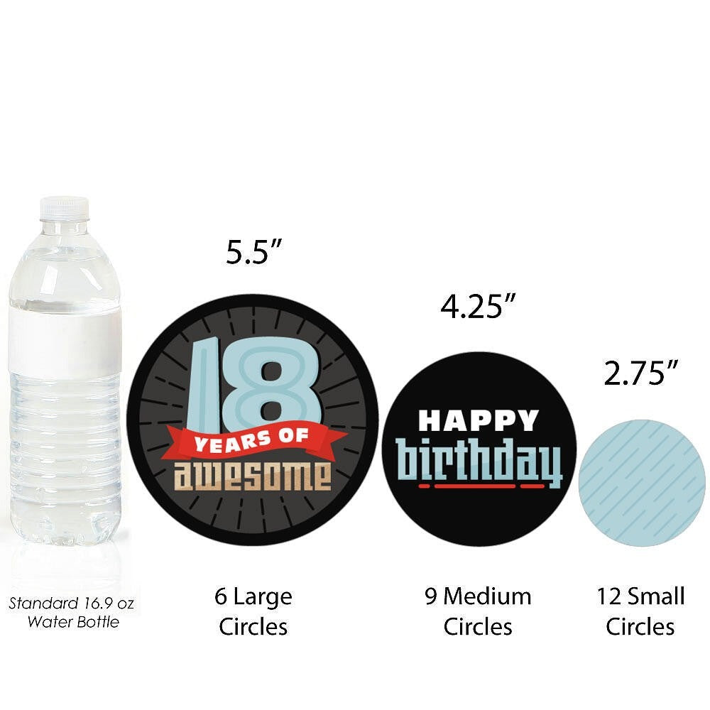 Boy 18th Birthday - Eighteenth Birthday Party Giant Circle Confetti - Party Decorations - Large Confetti 27 Count