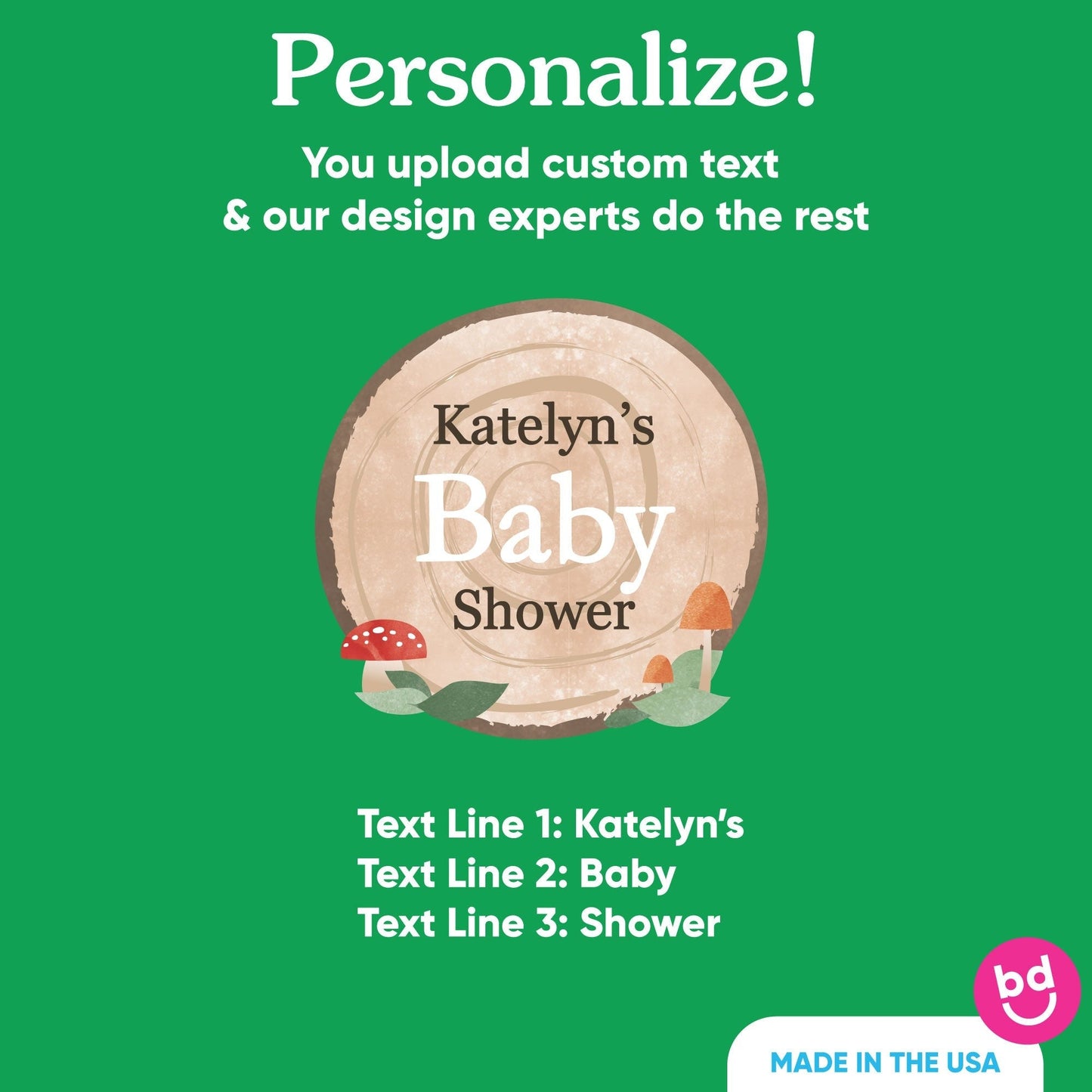 Custom Text Woodland Animals Cake Topper - 3 Pc