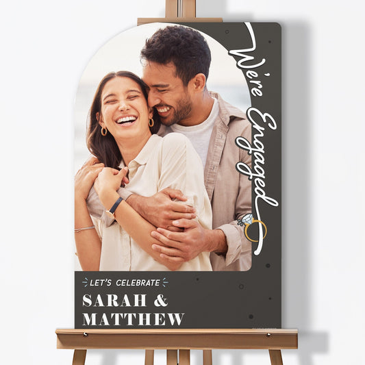 Custom Photo Just Engaged Welcome Sign