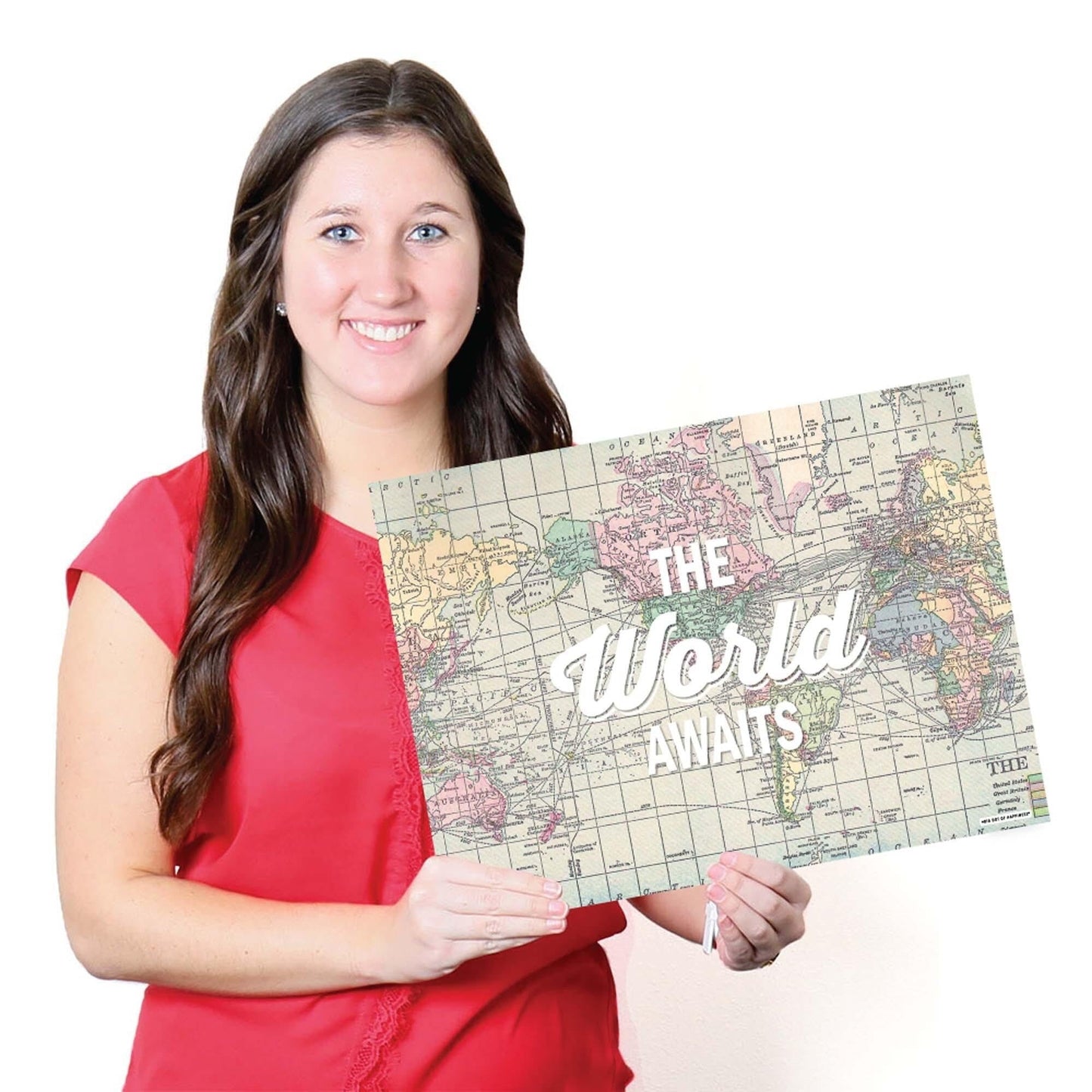 World Awaits - Party Table Decorations - Travel Themed Party Placemats - Set of 16