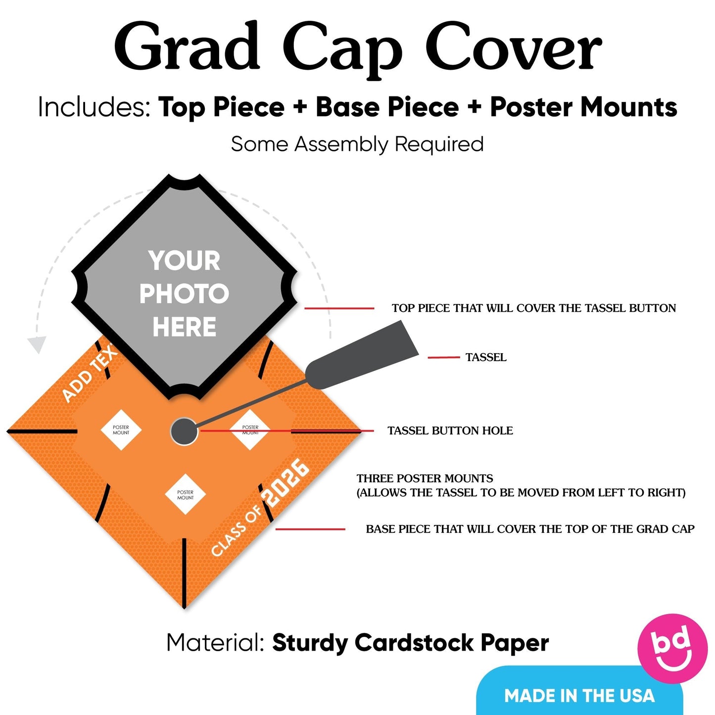 Custom Photo Basketball Grad Cap Cover