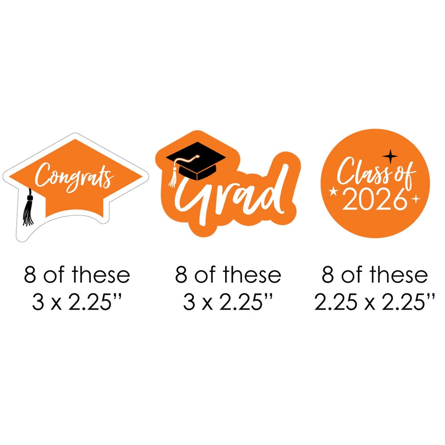 Orange Grad - Best is Yet to Come - DIY Shaped 2026 Graduation Party Paper Cut-Outs - 24 ct