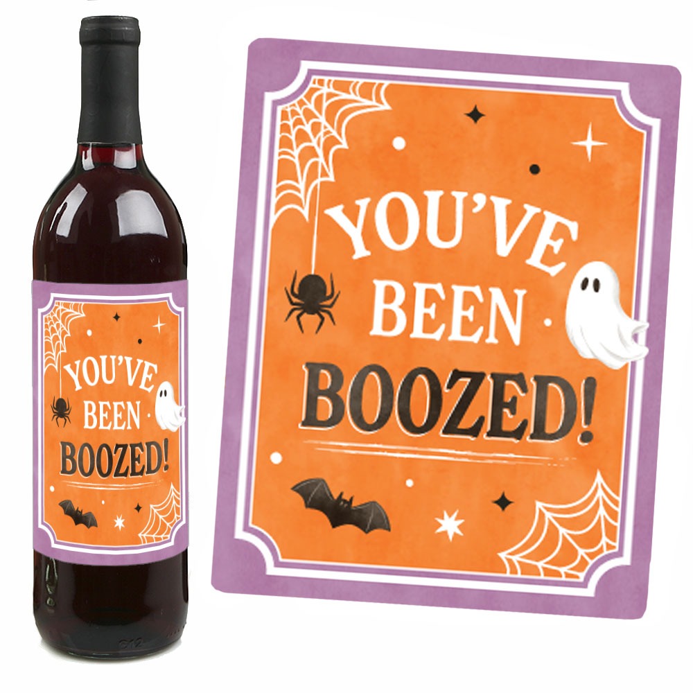 Ghostly You've Been Booed - Wine Bottle Stickers - 4 Ct