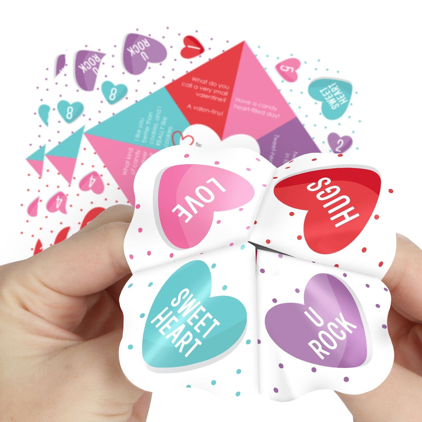 Colorful Hearts Fortune Tellers - 12 Ct