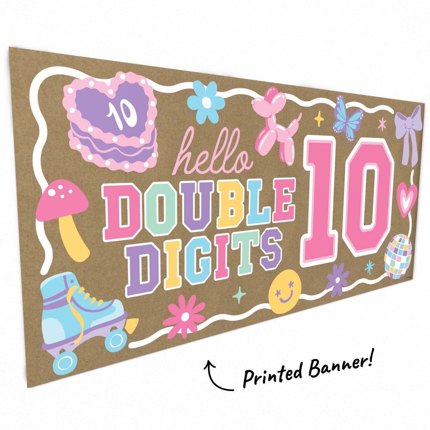Preppy 10th Birthday Girl Kraft Banner