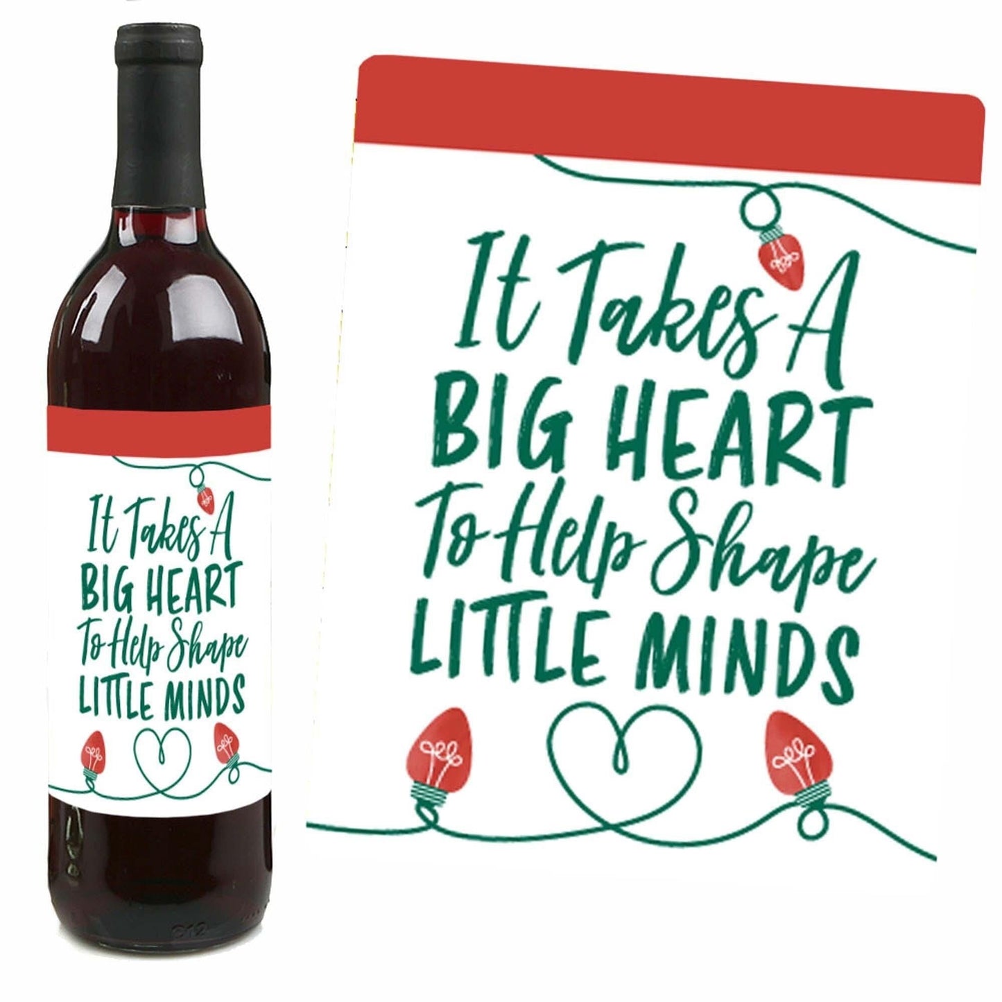 Teacher Holiday Presents - Teacher Appreciation Christmas Gifts Decorations for Women and Men - Wine Bottle Label Stickers - Set of 4