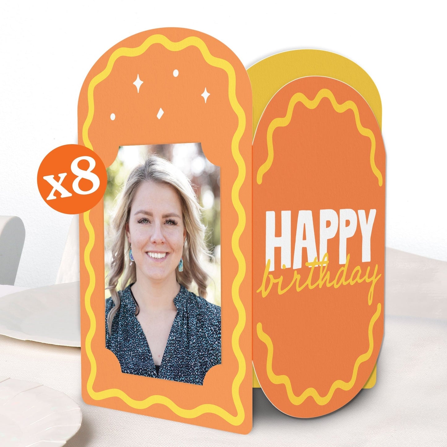 Wavy Birthday Photo Centerpieces - 8 Ct
