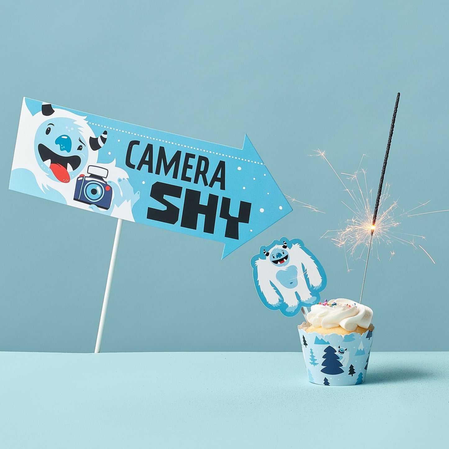 Yeti to Party - Cupcake Decoration - Abominable Snowman Party or Birthday Party Cupcake Wrappers and Treat Picks Kit - Set of 24