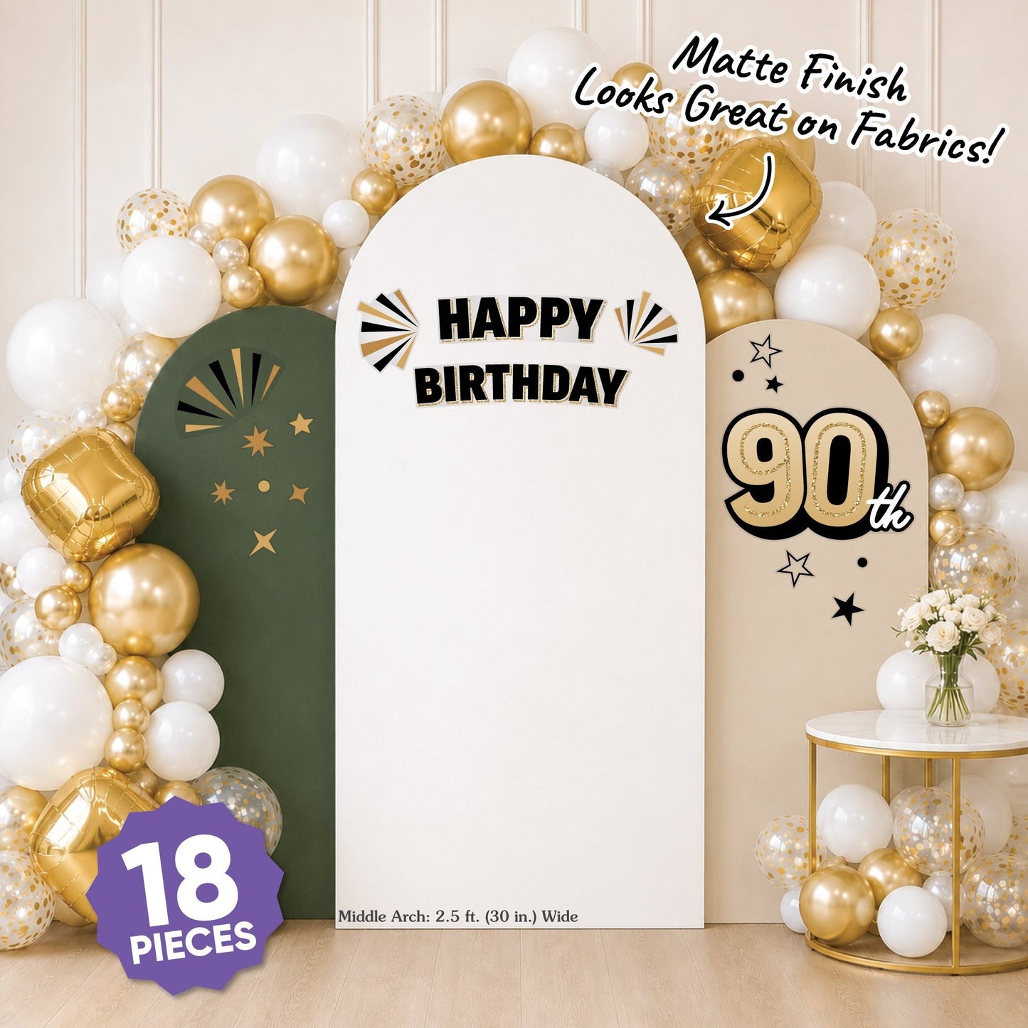90th Birthday Backdrop Decals