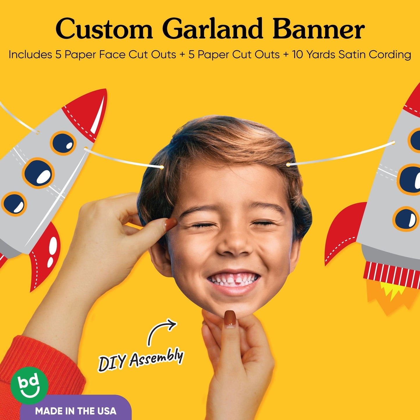 Custom Face Space Garland Banner
