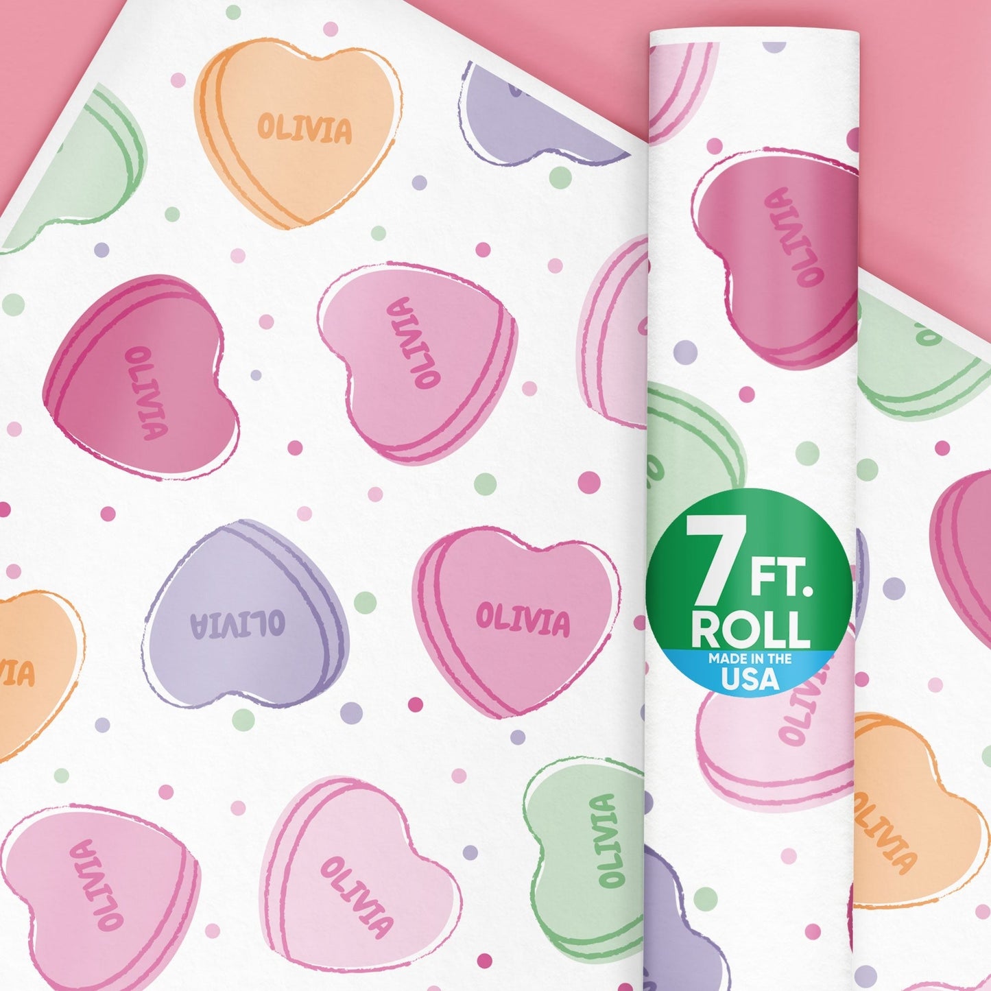 Custom Text Wrapping Paper - Valentine Hearts