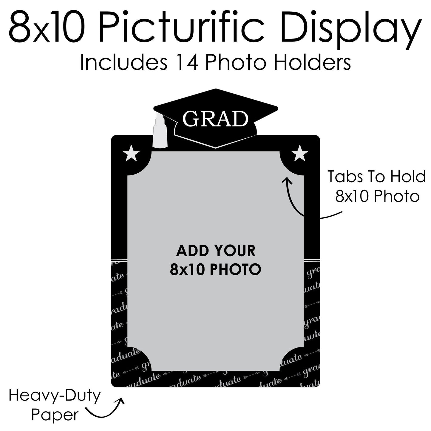 Graduation Cheers - 8 x 10 inches K-12 School Photo Holder - DIY Graduation Party Decor - Picturific Display