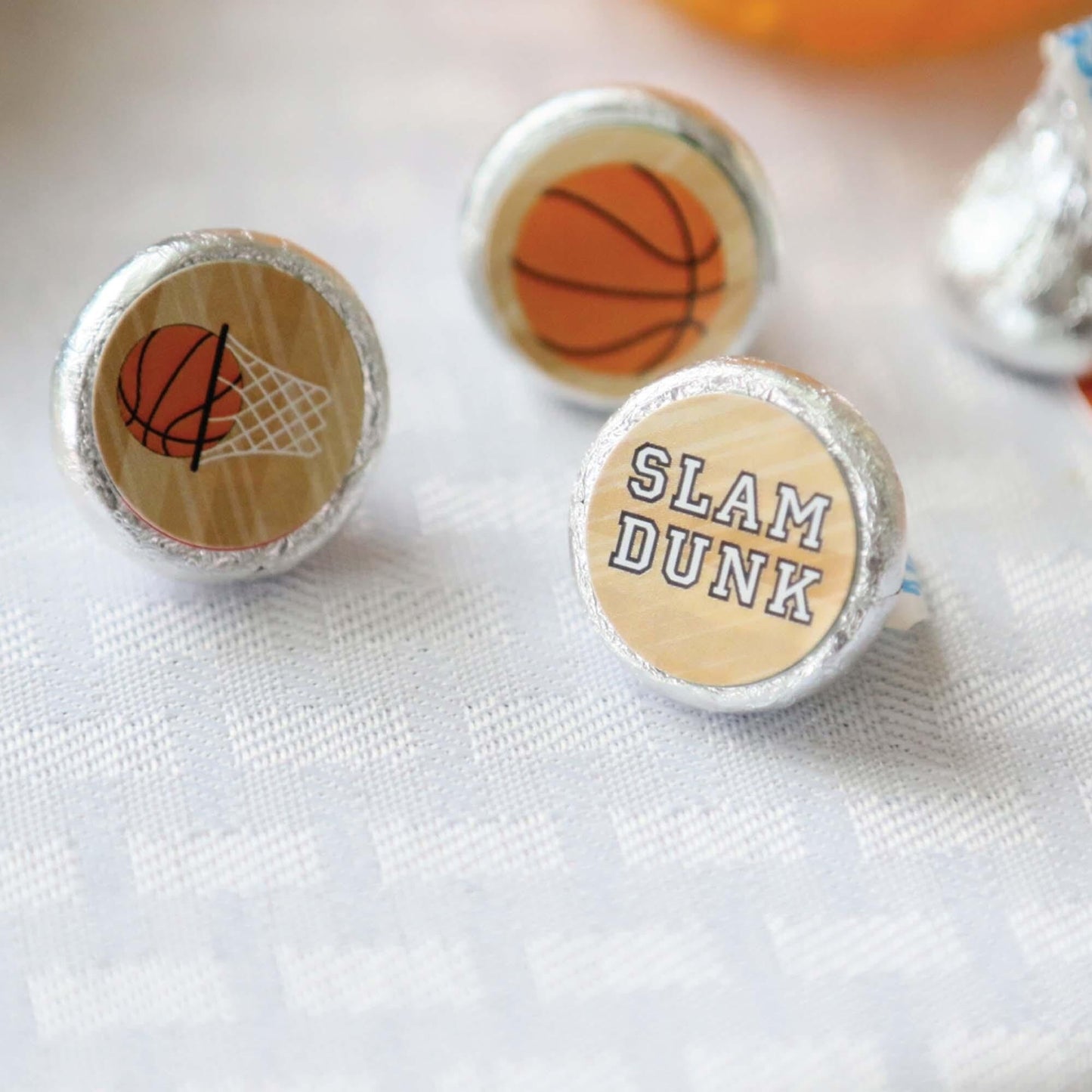 Nothin' But Net - Basketball - Round Candy Labels Party Favors - Fits Hershey's Kisses - 108 ct