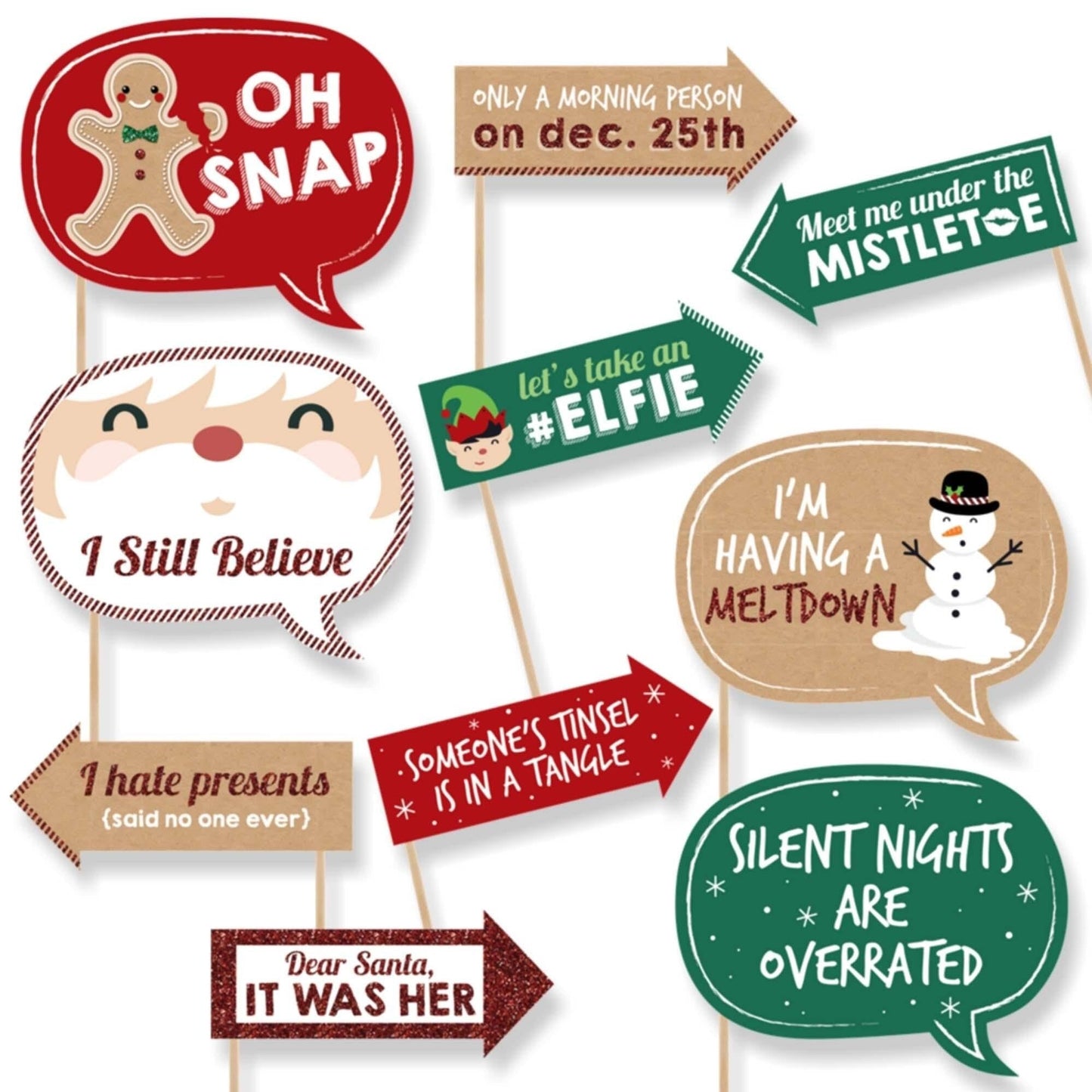 Funny Christmas - 10 Piece Christmas Photo Booth Props Kit