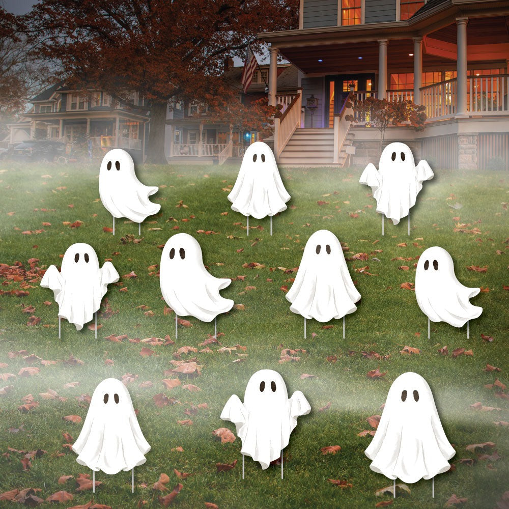 Ghosts Lawn Decorations - 10 Pc