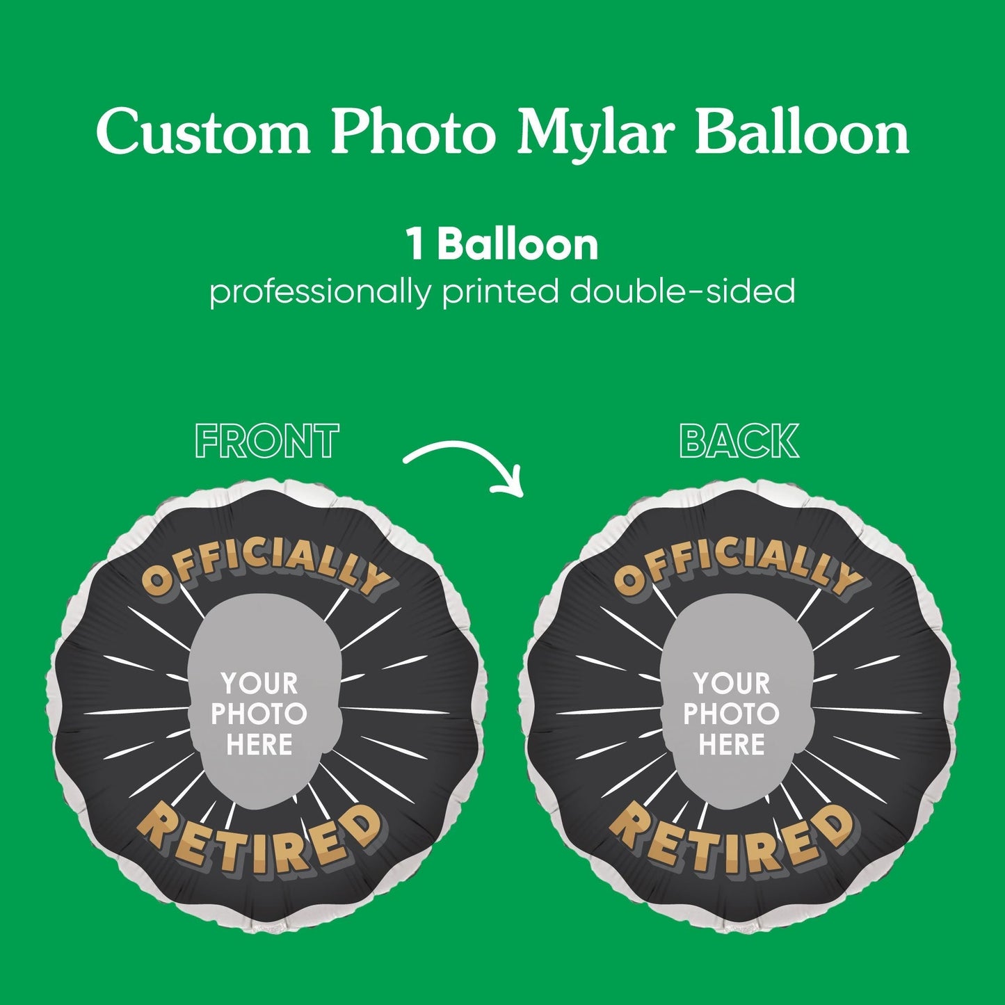 Custom Face Balloon - Retirement - Double Sided - 1 Ct