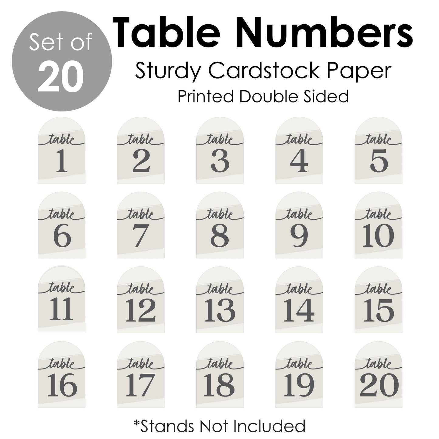 Elegantly Simple Table Numbers - 20 Ct