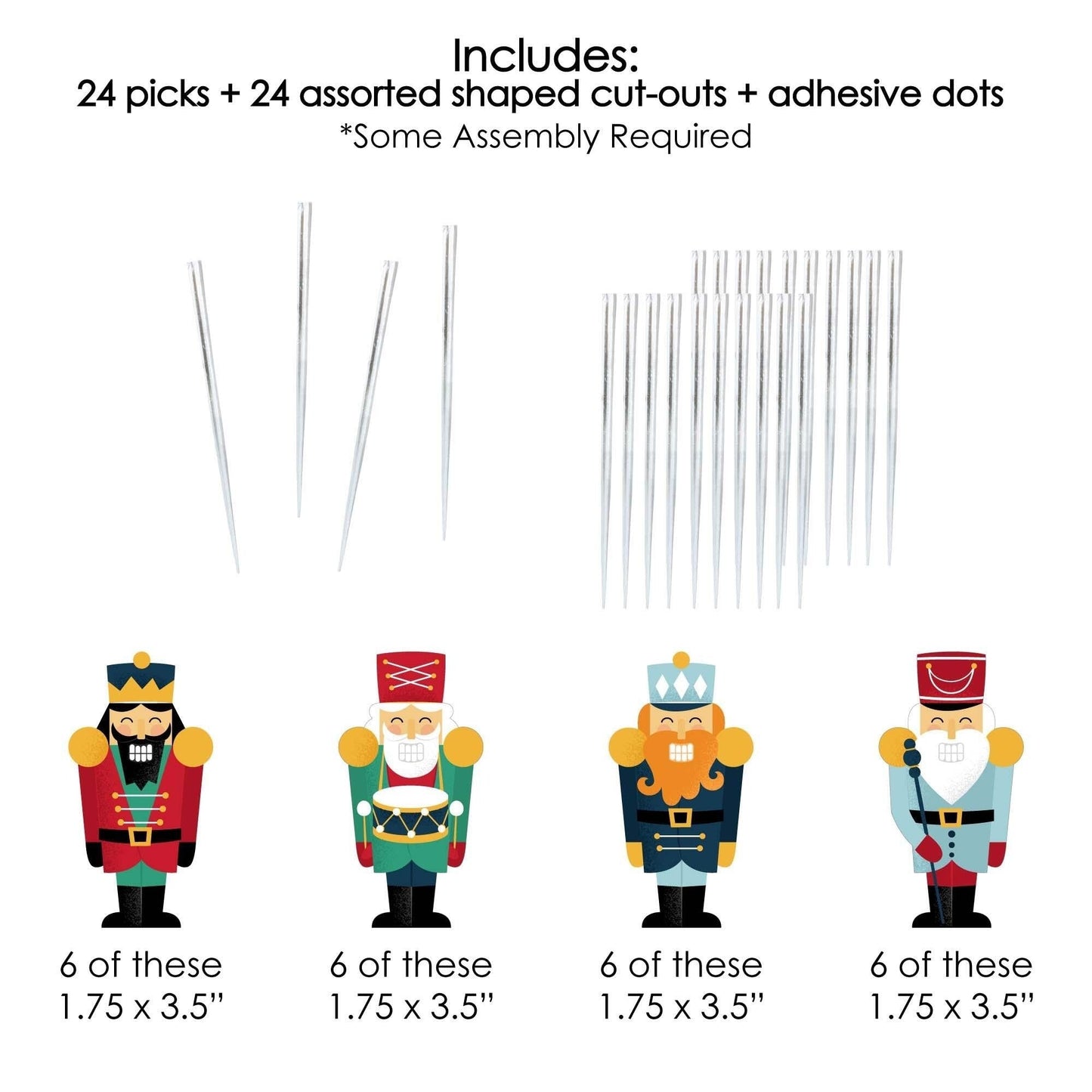Christmas Nutcracker - Dessert Cupcake Toppers - Holiday Party Clear Treat Picks - Set of 24