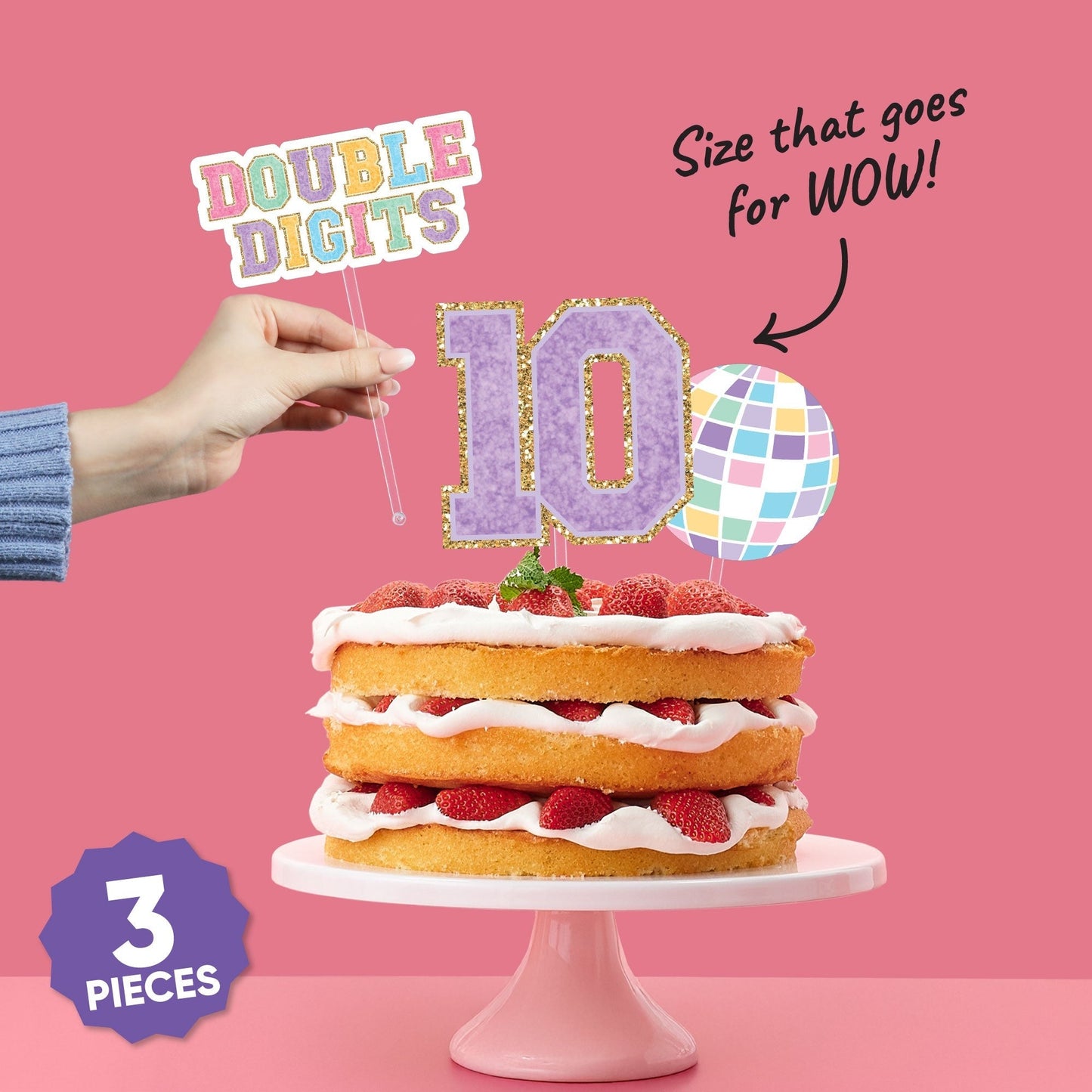 Preppy 10th Birthday Girl Cake Topper - 3 Pc