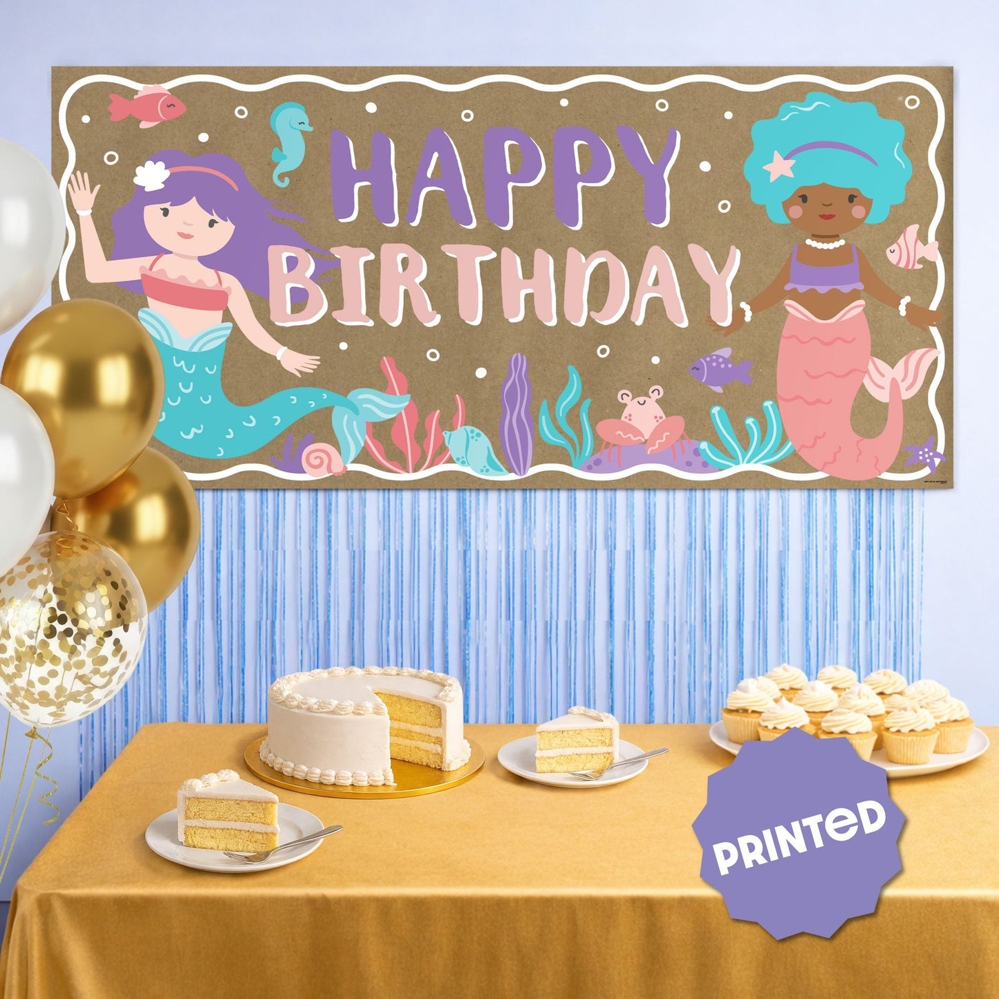 Mermaid Birthday Kraft Banner