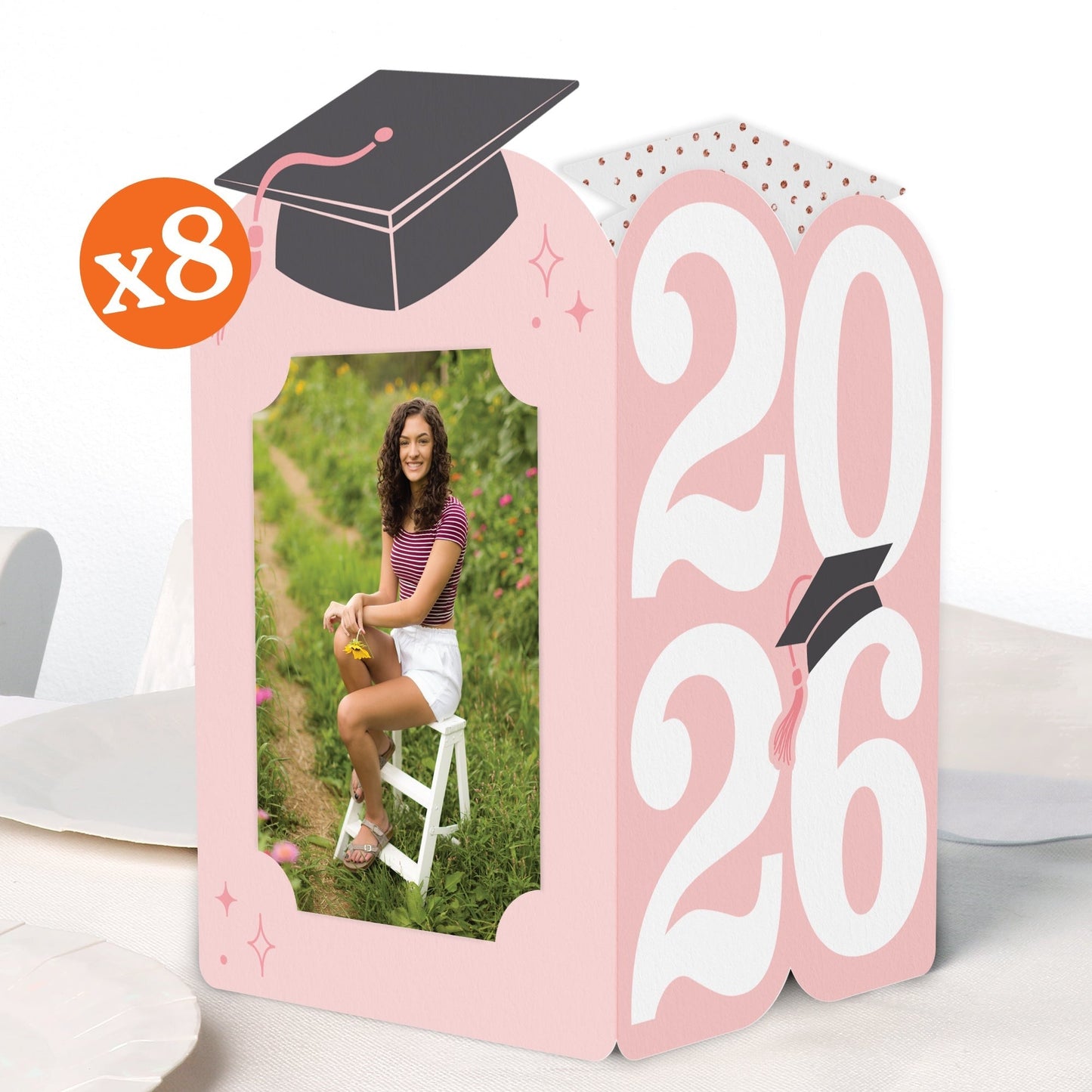 Pastel Grad Photo Centerpieces - 8 Ct