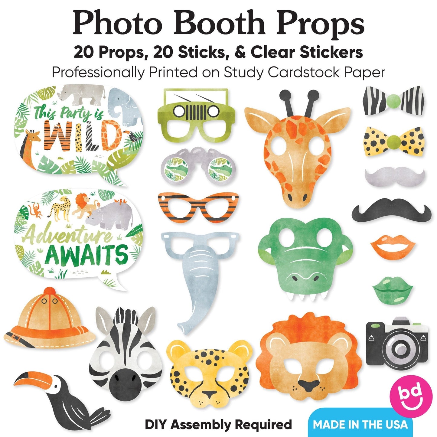 Safari Animals Photo Props - 20 Ct
