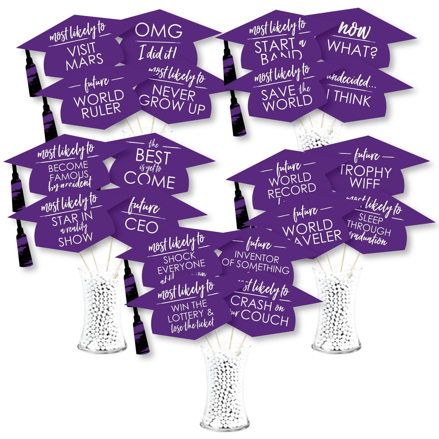 Hilarious Purple Grad - Best is Yet to Come - Graduation Party Photo Booth Props or Table Toppers - 20 Count