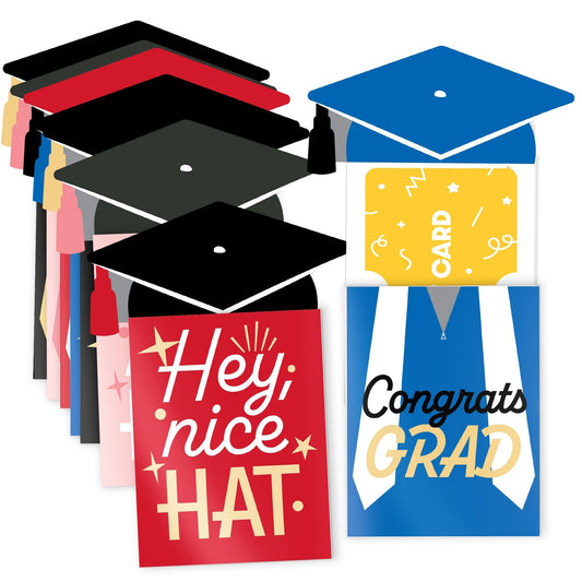 Assorted Cap and Gown Graduation Nifty Gifty Card Holders - 8 Ct