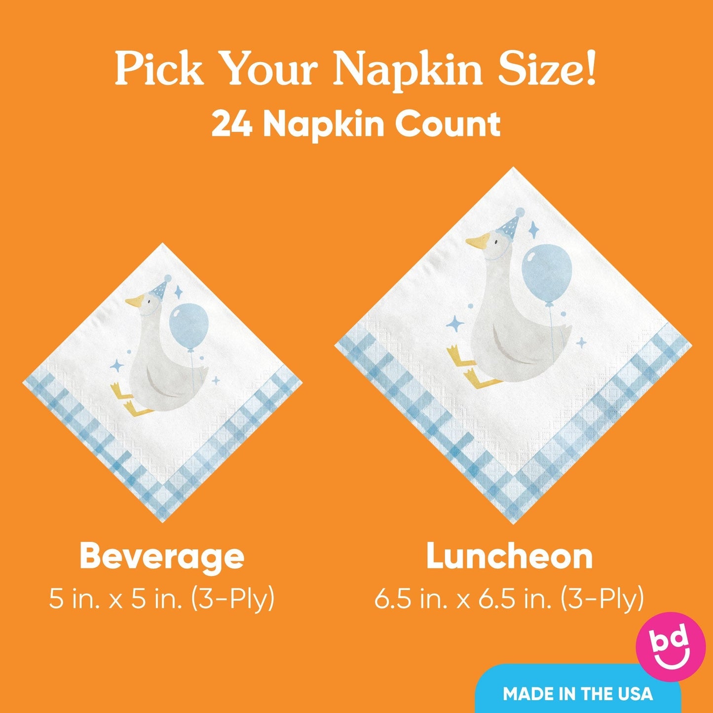 Napkins - One Silly Goose Blue - 24 Ct