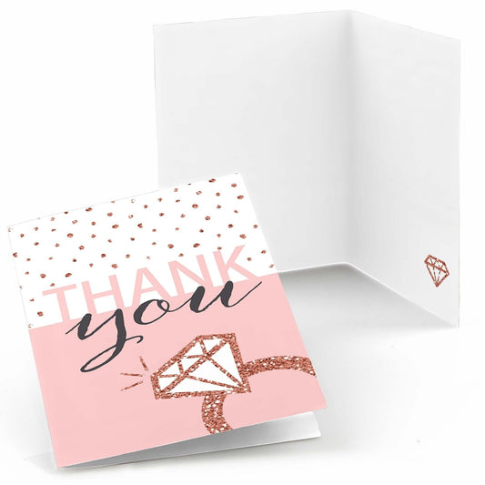 Bride Squad - Rose Gold Bridal Shower or Bachelorette Party Thank You Cards - 8 ct