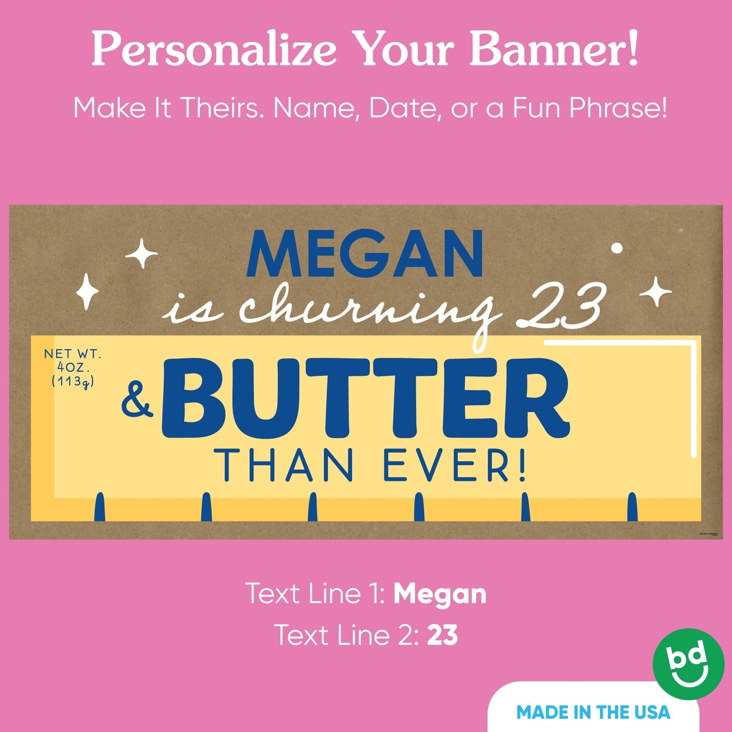 Custom Text Butter Kraft Banner