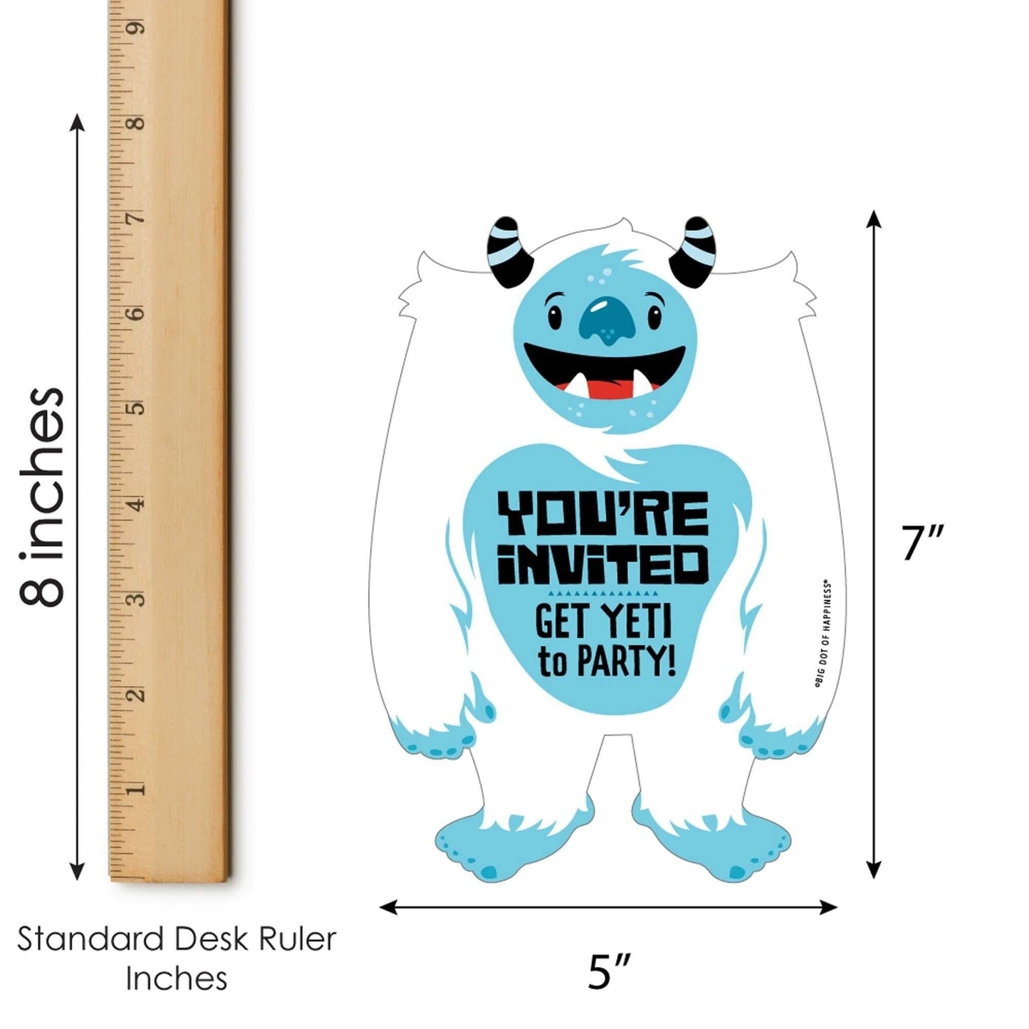 Yeti to Party - Shaped Fill-In Invitations - Abominable Snowman Party or Birthday Party Invitation Cards with Envelopes - Set of 12