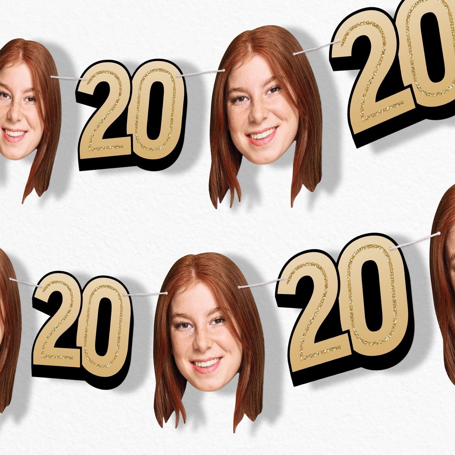 Custom Face 20th Birthday Garland Banner