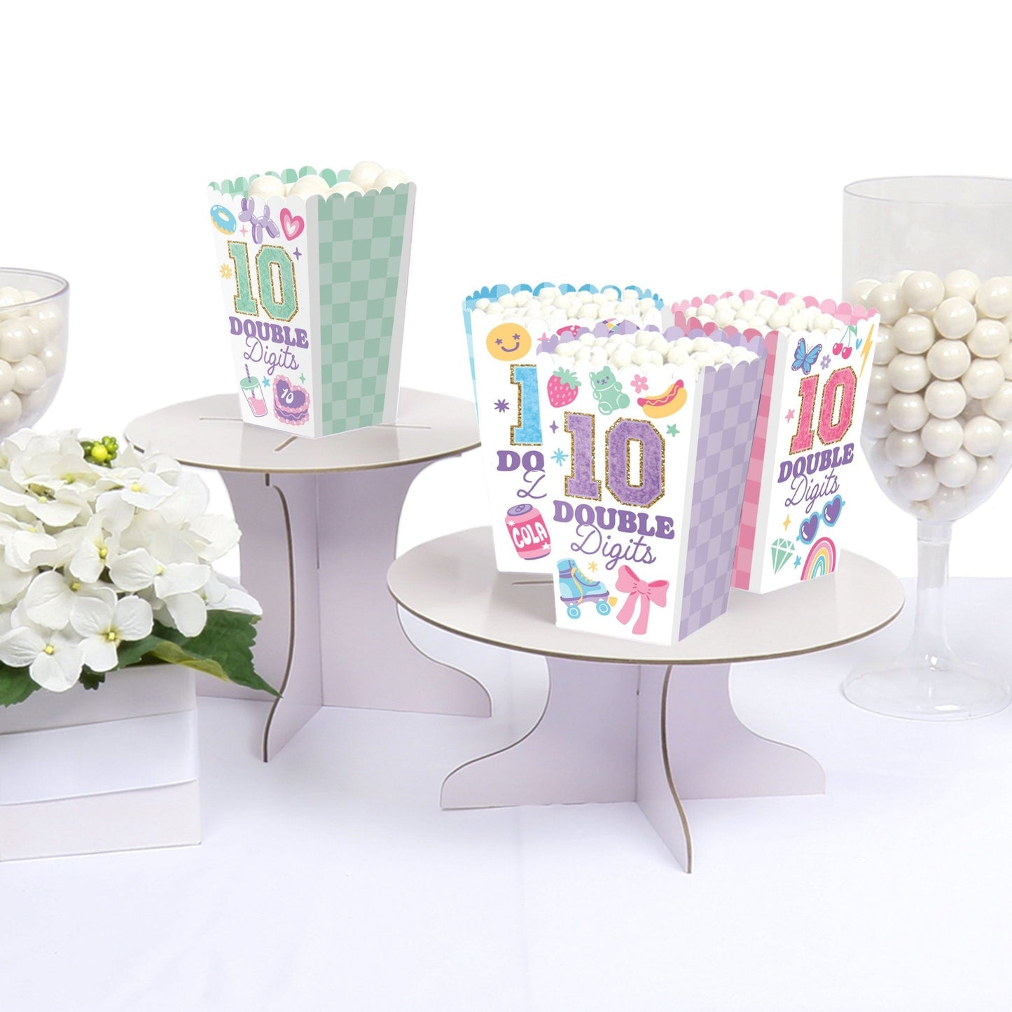 Preppy 10th Birthday Girl Popcorn Boxes - 12 Ct