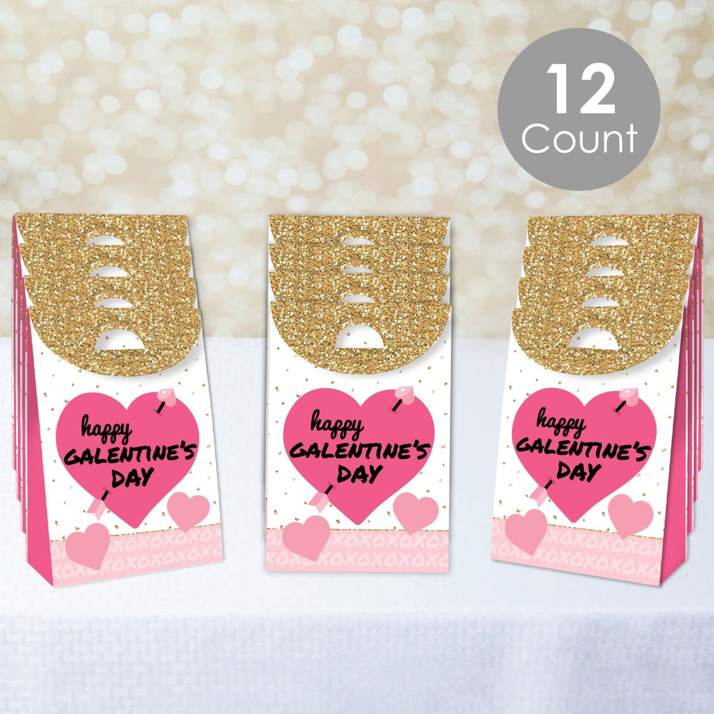 Be My Galentine - Galentine’s & Valentine’s Day Gift Favor Bags - Party Goodie Boxes - Set of 12