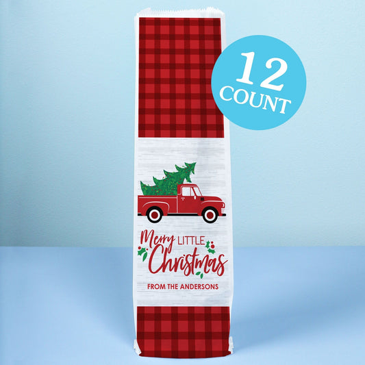 Custom Text Wine Bags - Merry Little Christmas Tree