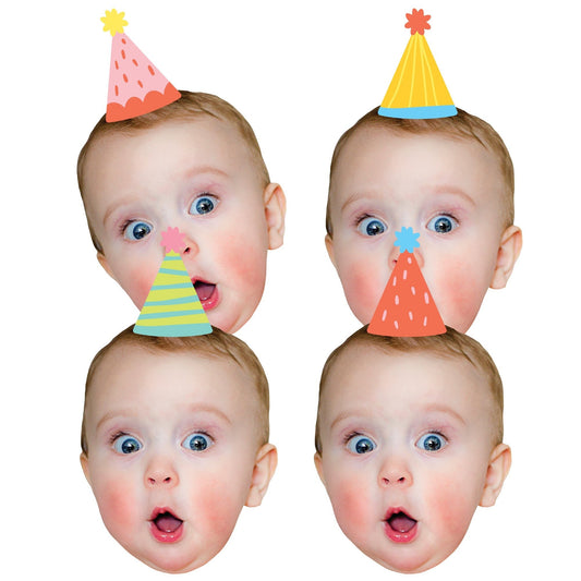 Custom Photo Party Time - Fun Face Decorations DIY Happy Birthday Party Essentials - Set of 20