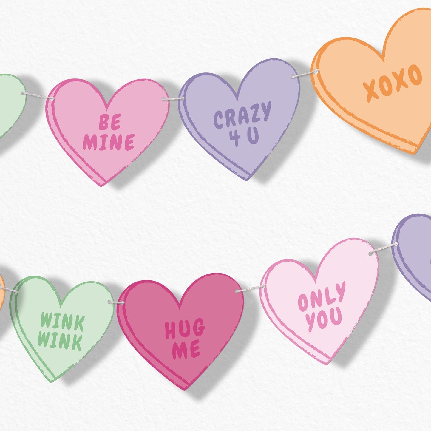 Valentine Hearts Garland Banner - 15 Pc