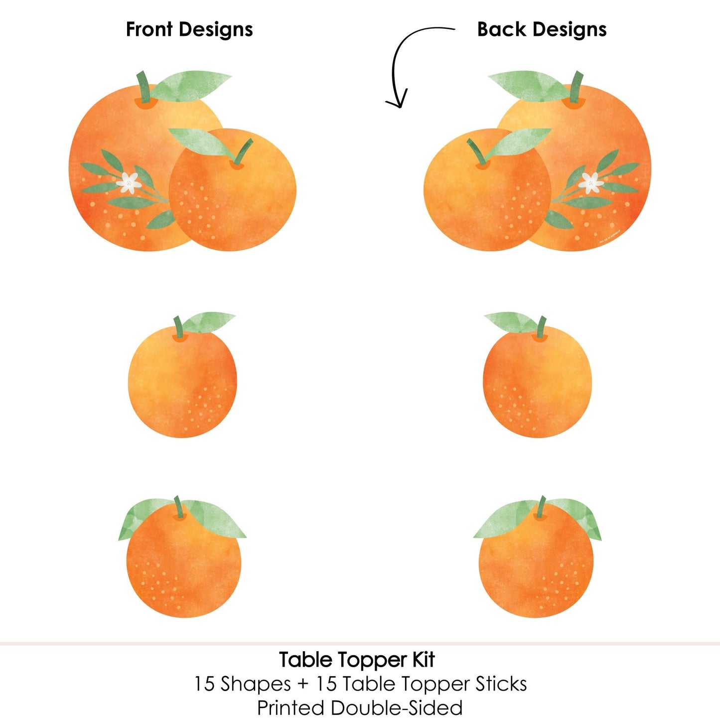 Little Clementine - Orange Citrus Baby Shower or Birthday Party Centerpiece Sticks - Table Toppers - Set of 15