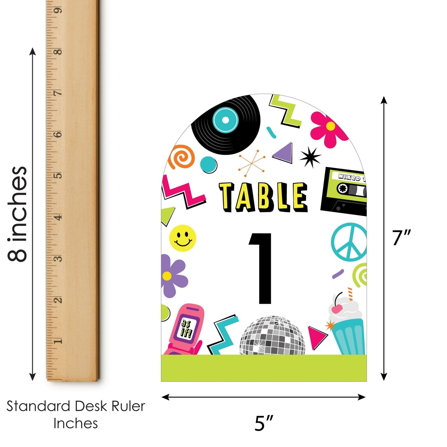 Through the Decades - 50s, 60s, 70s, 80s, and 90s Party Double-Sided 5 x 7 inches Cards - Table Numbers - 1-20