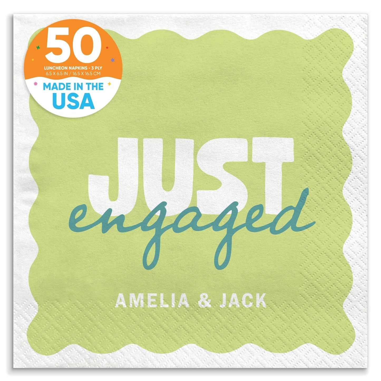 Custom Text Napkins - Wavy Just Engaged