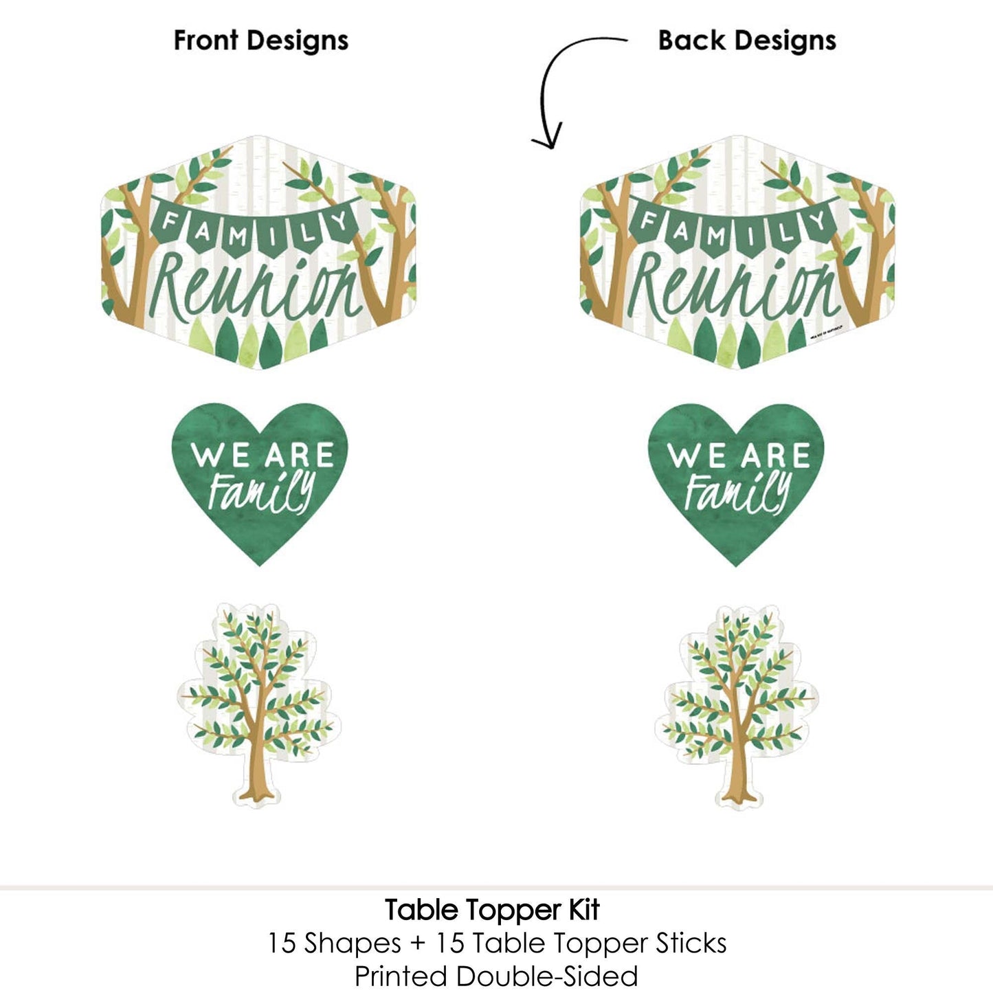 Family Tree Reunion - Family Gathering Party Centerpiece Sticks - Table Toppers - Set of 15