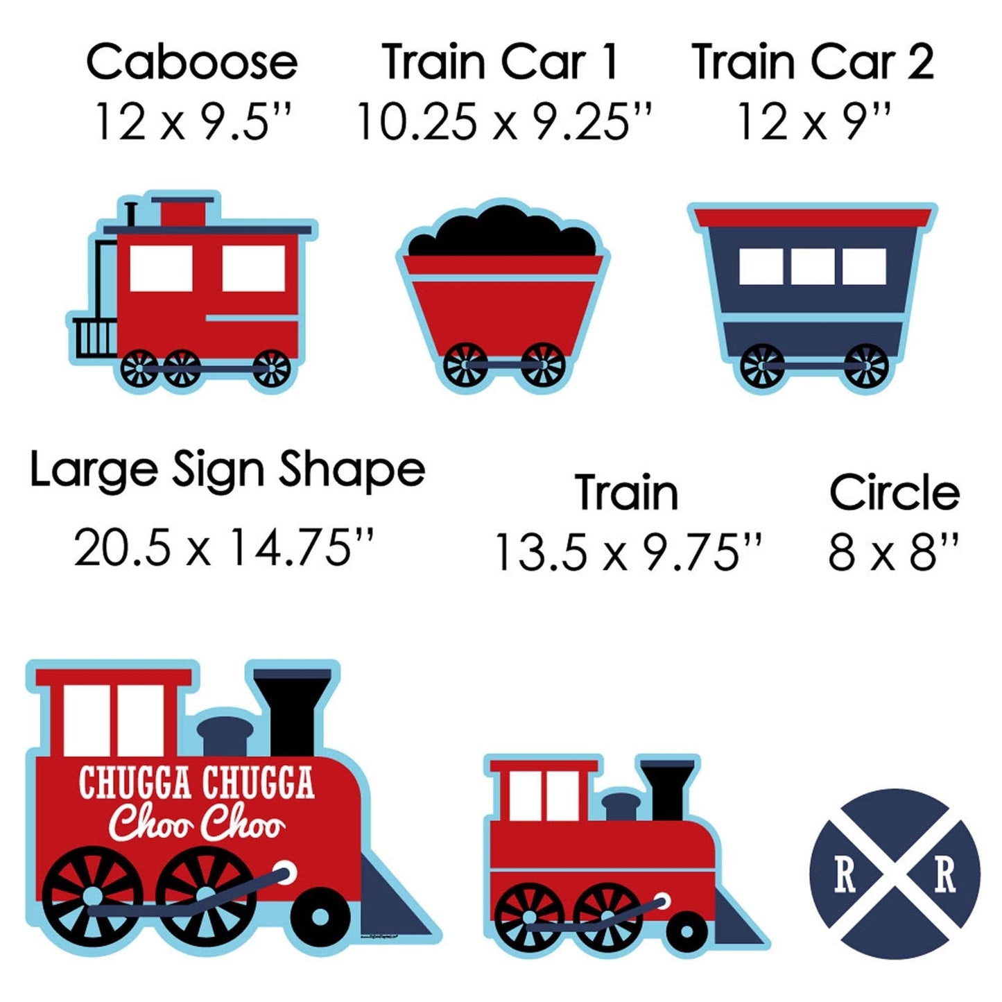 Railroad Party Crossing - Yard Sign & Outdoor Lawn Decorations - Steam Train Birthday Party or Baby Shower Yard Signs - Set of 8