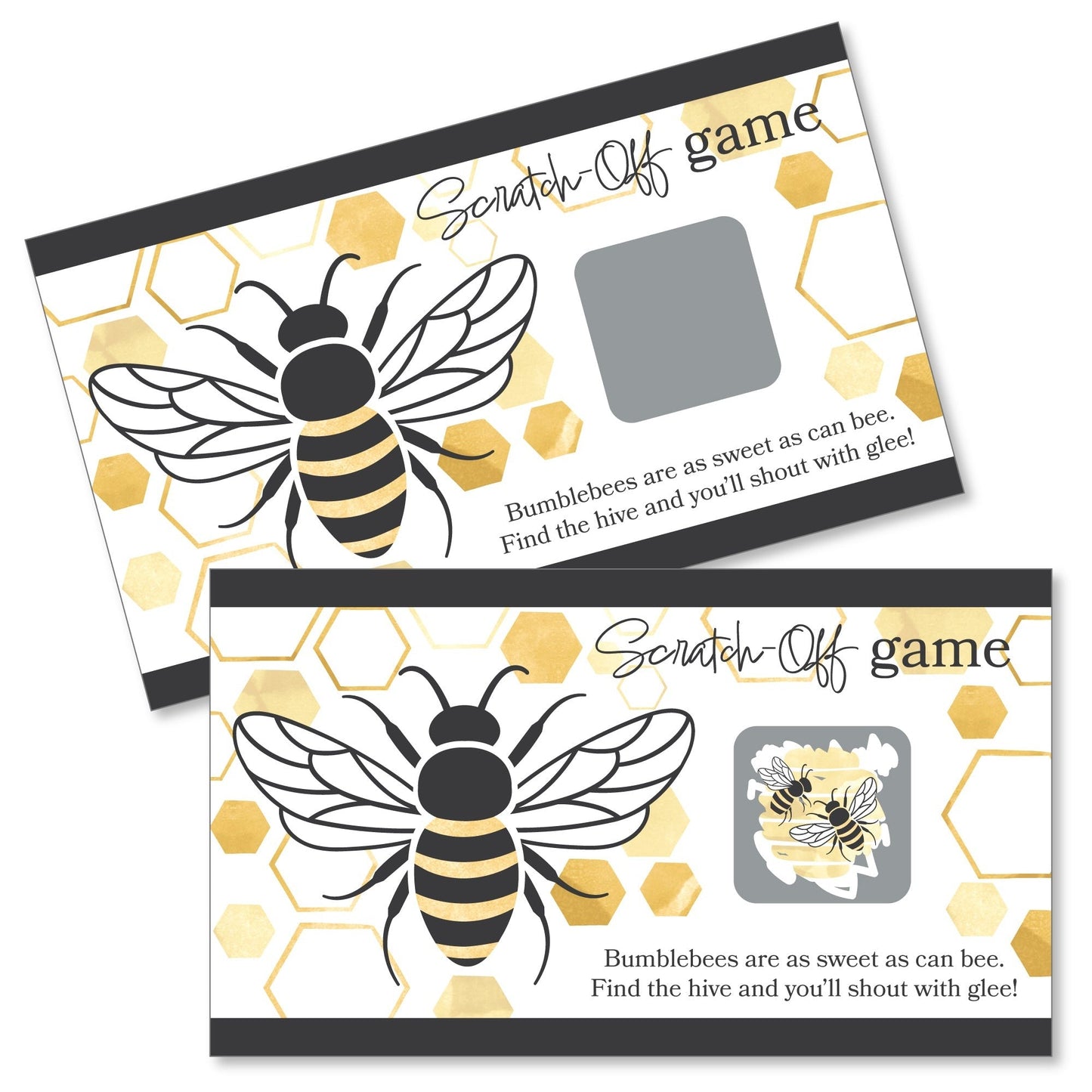 Little Bumblebee - Bee Baby Shower or Birthday Party Game Scratch Off Cards - 22 Count