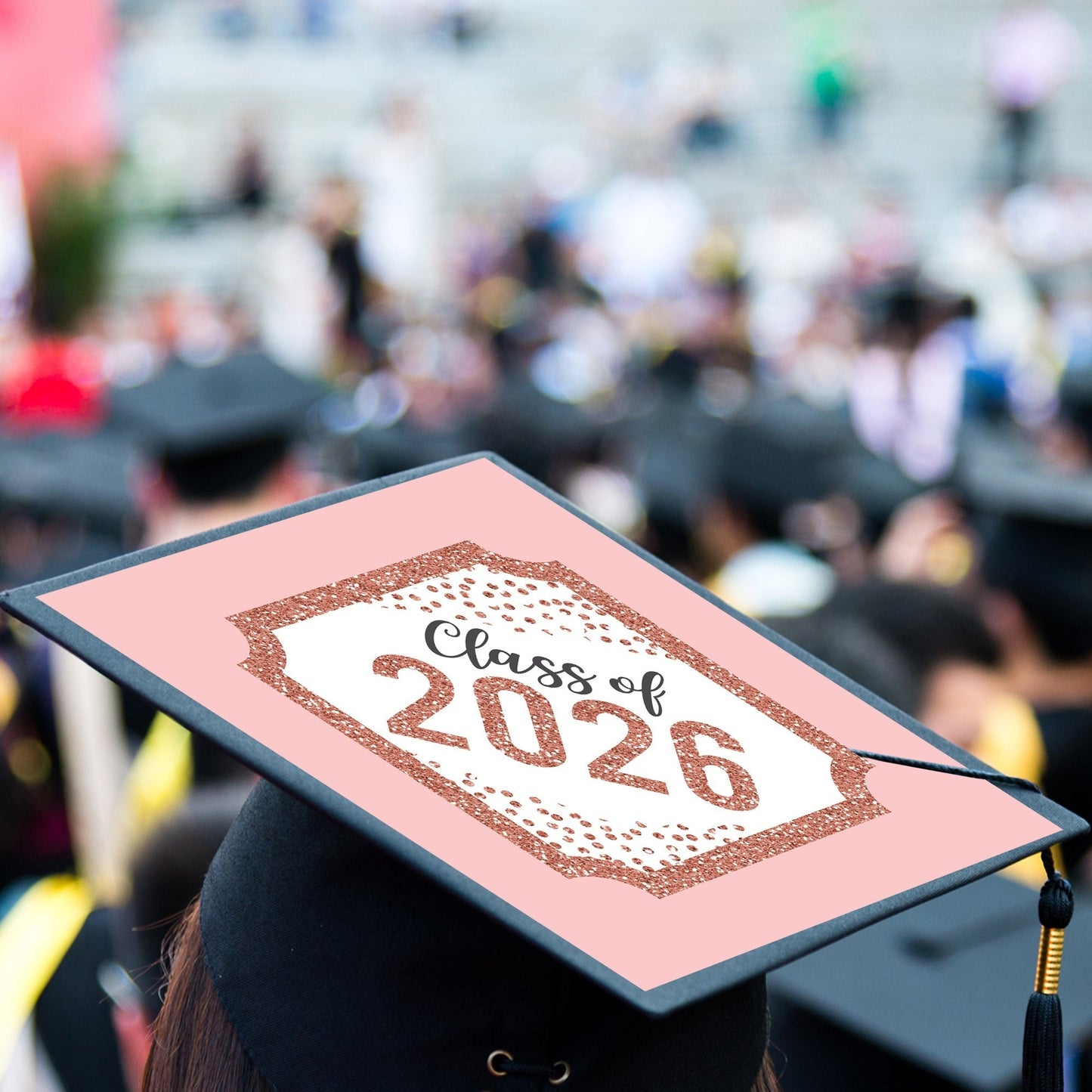 Rose Gold Grad - 2026 Graduation Cap Decorations Kit - Grad Cap Cover