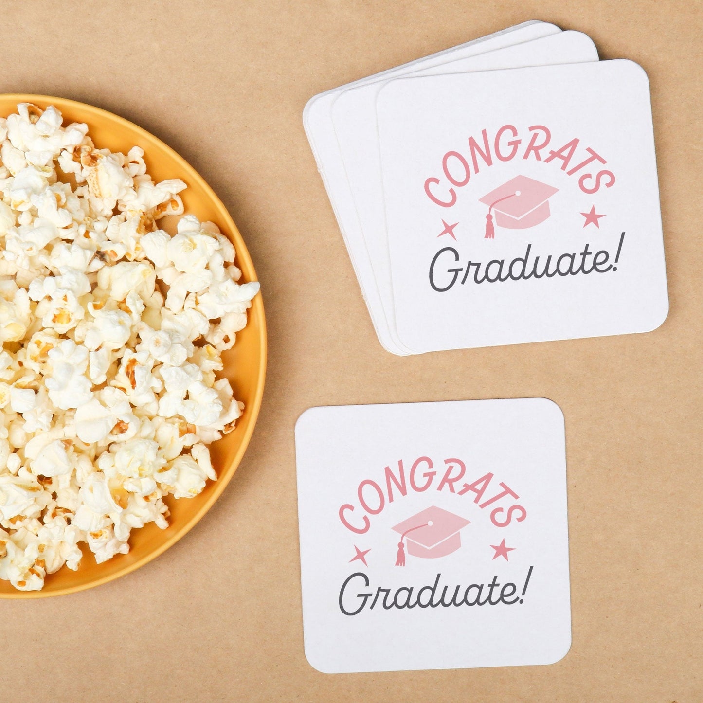 Drink Coasters - Pink Congrats Graduate - 25 Ct